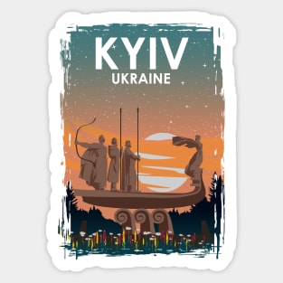 Kyiv Kiev Ukraine Monument Vintage Minimal European City Travel Poster Sticker